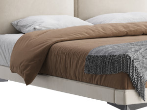 Clara White Suede Fabric Modern Bed 3D Модель