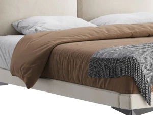 Clara White Suede Fabric Modern Bed 3D Model
