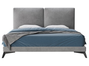 Clara White Suede Fabric Modern Bed 3D Модель