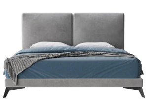 Clara White Suede Fabric Modern Bed 3D Model
