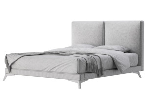 Clara White Suede Fabric Modern Bed 3D Модель