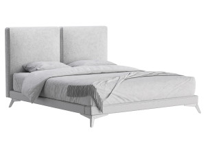 Clara White Suede Fabric Modern Bed 3D Модель