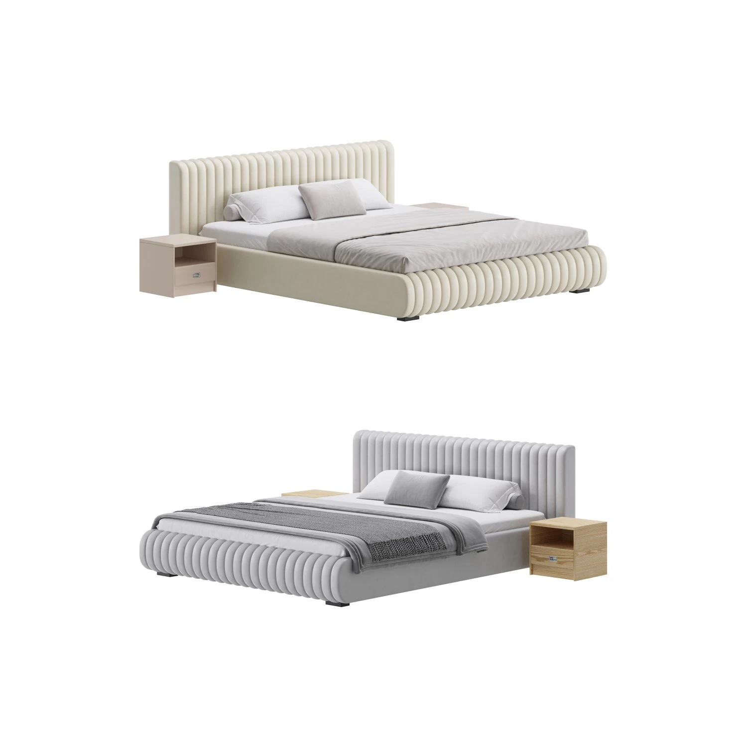 Contemporary Fabric Solid Color Standard Bed I 3D Model .c4d .max .obj .3ds .fbx .stl .blend