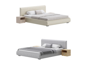 Contemporary Fabric Solid Color Standard Bed I 3Dモデル