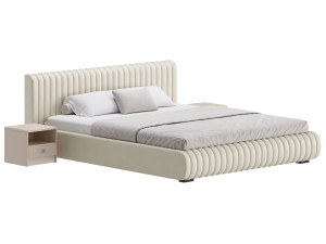Contemporary Fabric Solid Color Standard Bed I 3D Model