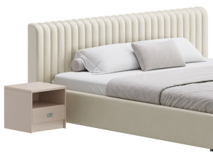 Contemporary Fabric Solid Color Standard Bed I 3D Model