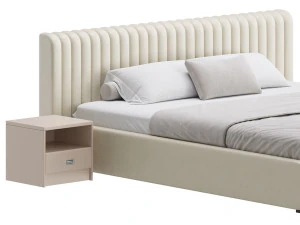 Contemporary Fabric Solid Color Standard Bed I 3D Model