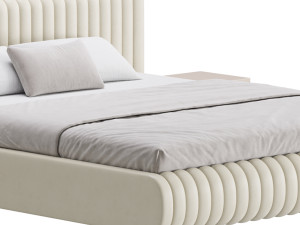 Contemporary Fabric Solid Color Standard Bed I 3D Model