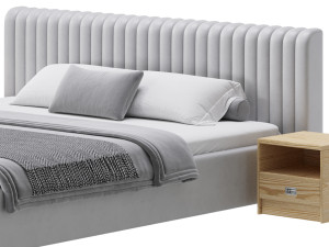 Contemporary Fabric Solid Color Standard Bed I 3D Model