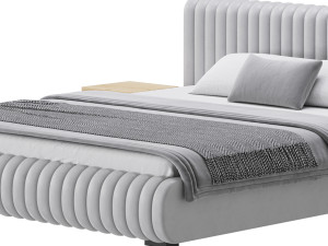 Contemporary Fabric Solid Color Standard Bed I 3D Model