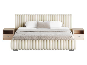 Contemporary Fabric Solid Color Standard Bed I 3D Model