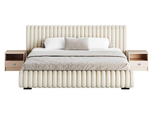 Contemporary Fabric Solid Color Standard Bed I 3D Model
