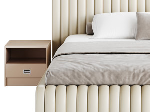 Contemporary Fabric Solid Color Standard Bed I 3D Model