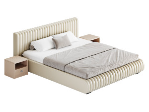 Contemporary Fabric Solid Color Standard Bed I 3D Model