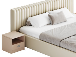 Contemporary Fabric Solid Color Standard Bed I 3D Model