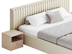 Contemporary Fabric Solid Color Standard Bed I 3D Model