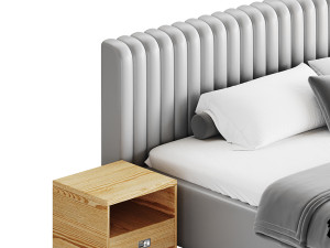 Contemporary Fabric Solid Color Standard Bed I 3D Model