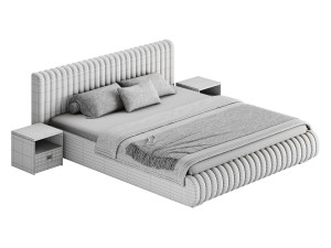 Contemporary Fabric Solid Color Standard Bed I 3D Model