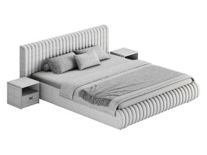 Contemporary Fabric Solid Color Standard Bed I 3D Model