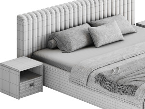 Contemporary Fabric Solid Color Standard Bed I 3D Model