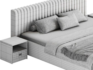 Contemporary Fabric Solid Color Standard Bed I 3D Model