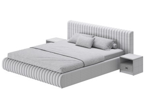 Contemporary Fabric Solid Color Standard Bed I 3D Model