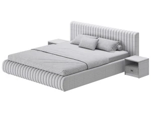 Contemporary Fabric Solid Color Standard Bed I 3D Model