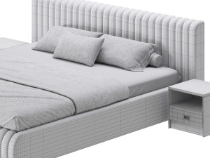 Contemporary Fabric Solid Color Standard Bed I 3D Model
