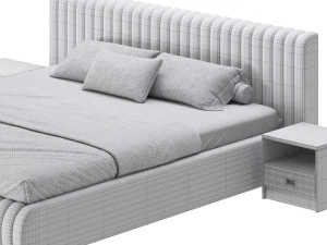 Contemporary Fabric Solid Color Standard Bed I 3D Model