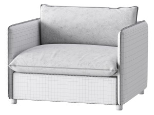 CORROY WHITE PERFORMANCE FABRIC CHAIR AND A HALF 3D Model