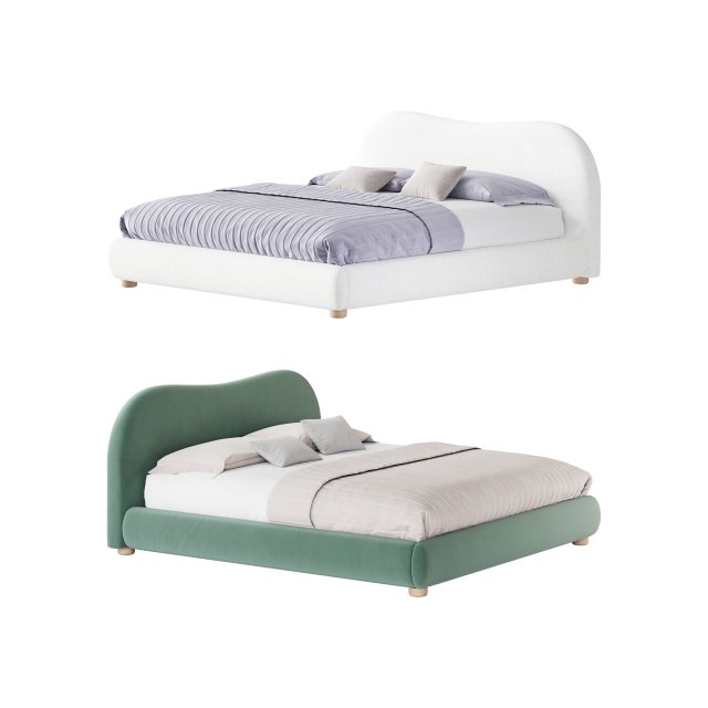 DIANA WHITE BOUCLE QUEEN BED BY ROSS CASSIDY Modèle 3D .c4d .max .obj .3ds .fbx .stl .blend 