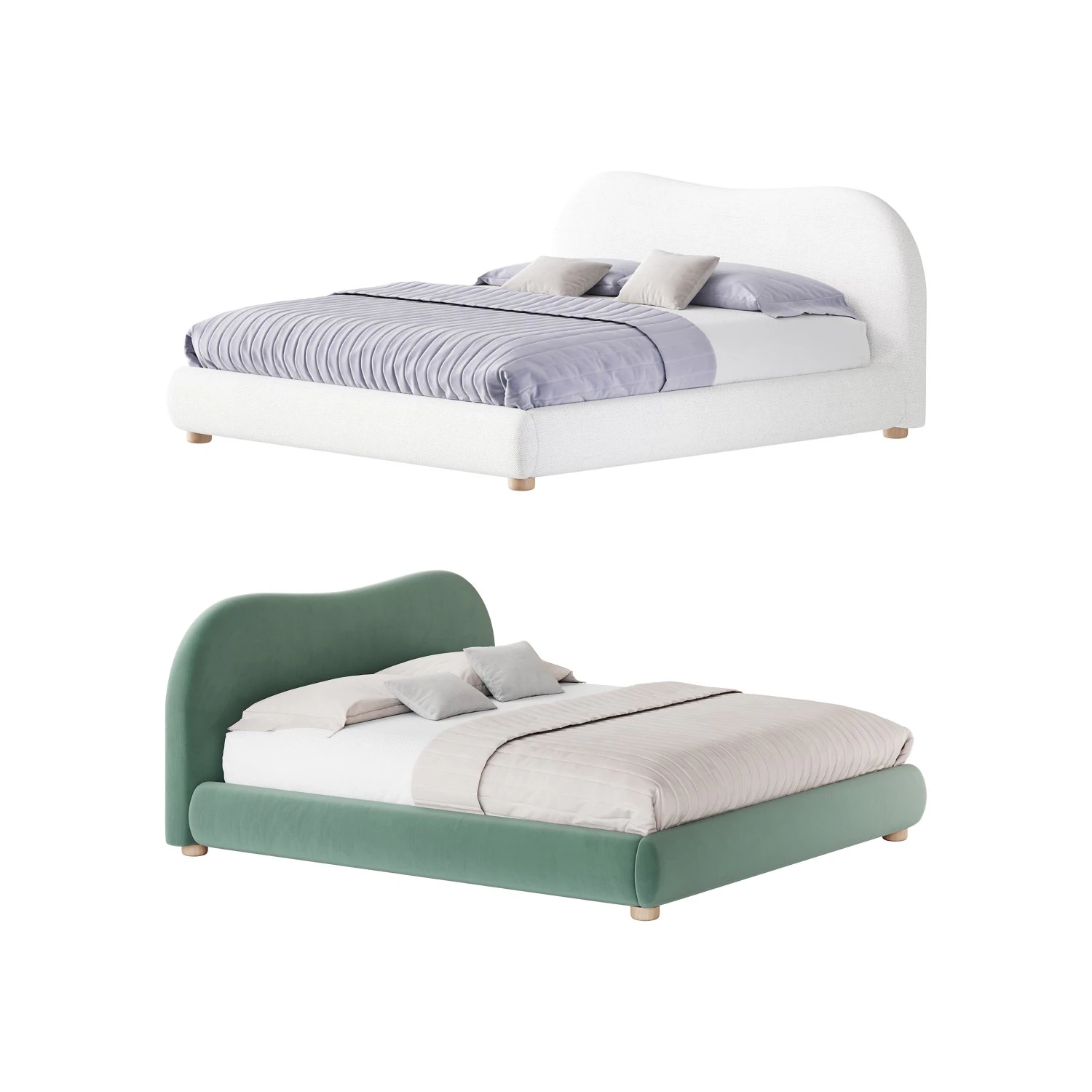 DIANA WHITE BOUCLE QUEEN BED BY ROSS CASSIDY 3D Model .c4d .max .obj .3ds .fbx .stl .blend 