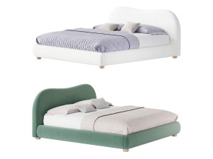DIANA WHITE BOUCLE QUEEN BED BY ROSS CASSIDY 3D Model
