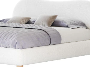 DIANA WHITE BOUCLE QUEEN BED BY ROSS CASSIDY 3D Model