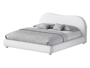 DIANA WHITE BOUCLE QUEEN BED BY ROSS CASSIDY 3D Model
