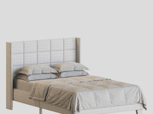 Padded adult double bed 3D Модель