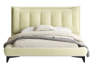 Eden Suede Fabric Upholstered Modern Bed 3D मॉडल