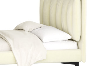 Eden Suede Fabric Upholstered Modern Bed 3D मॉडल