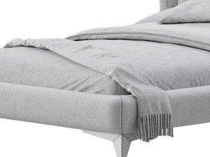 Eden Suede Fabric Upholstered Modern Bed 3D मॉडल