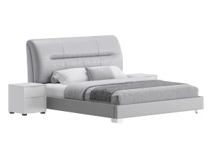 Elegant Beige Upholstered Modern Headboard Bed 3D Model