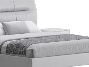 Elegant Beige Upholstered Modern Headboard Bed Modèle 3D