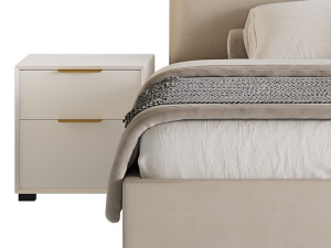 Elegant Beige Upholstered Modern Headboard Bed Modèle 3D