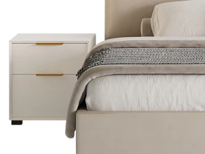 Elegant Beige Upholstered Modern Headboard Bed 3D Model