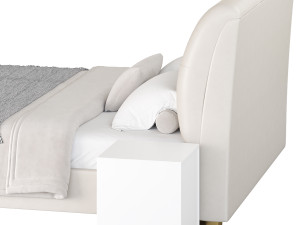 Elegant Beige Upholstered Modern Headboard Bed Modèle 3D