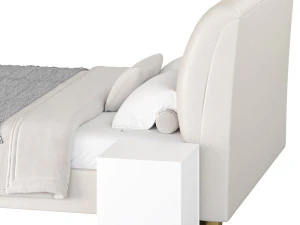 Elegant Beige Upholstered Modern Headboard Bed 3D Model