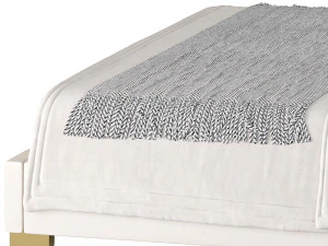 Elegant Beige Upholstered Modern Headboard Bed 3D Model
