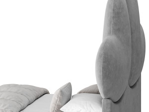 Elegant Blue Pine Wood Upholstered Panel Bed Modèle 3D