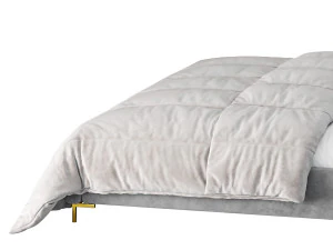 Elegant Blue Pine Wood Upholstered Panel Bed 3D Model
