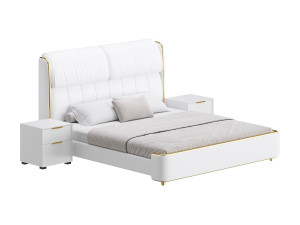 Elegant White Pine Wood Panel Bed 3D 모델