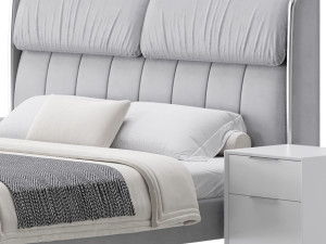 Elegant White Pine Wood Panel Bed 3D 모델